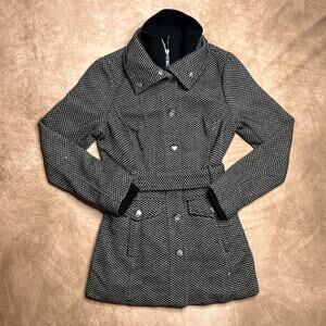 Vintage Y2K Guess Peacoat Jacket Gray Tweed Belted Houndstooth McBling Indie